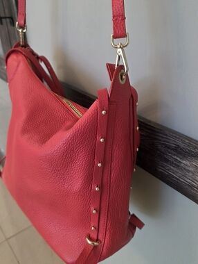 Lia Numa Italy Red Faux Leather Hobo Bag - Excellent Condition